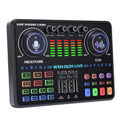Professional Live Sound Card Audio Mixer 48V Capacitive Microphone Full Set DJ20 Phone Live Streaming Karaoke Sound Card