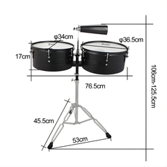 Neues schwarzes 13"-14"-Timbales-Schlagzeug-Set mit Ständer und Kuhglocke