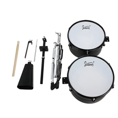 Neues schwarzes 13"-14"-Timbales-Schlagzeug-Set mit Ständer und Kuhglocke