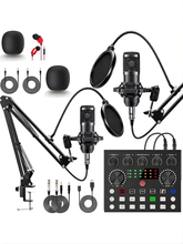 Pack studio d'enregistrement avec interface audio professionnelle et microphone pour podcasts de gamers