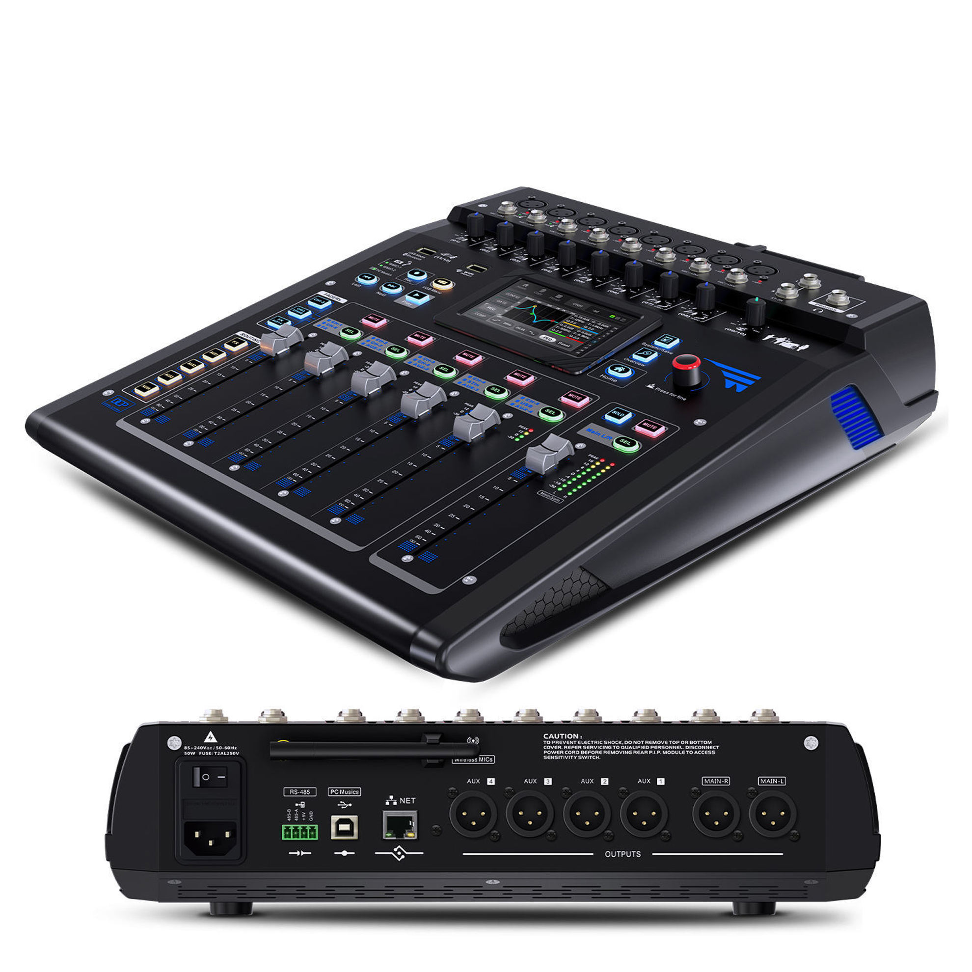 Professional TQ12 Dj Audio Mixer with USB Player for Dj Live Sound DSP Effect Processor Console Living
