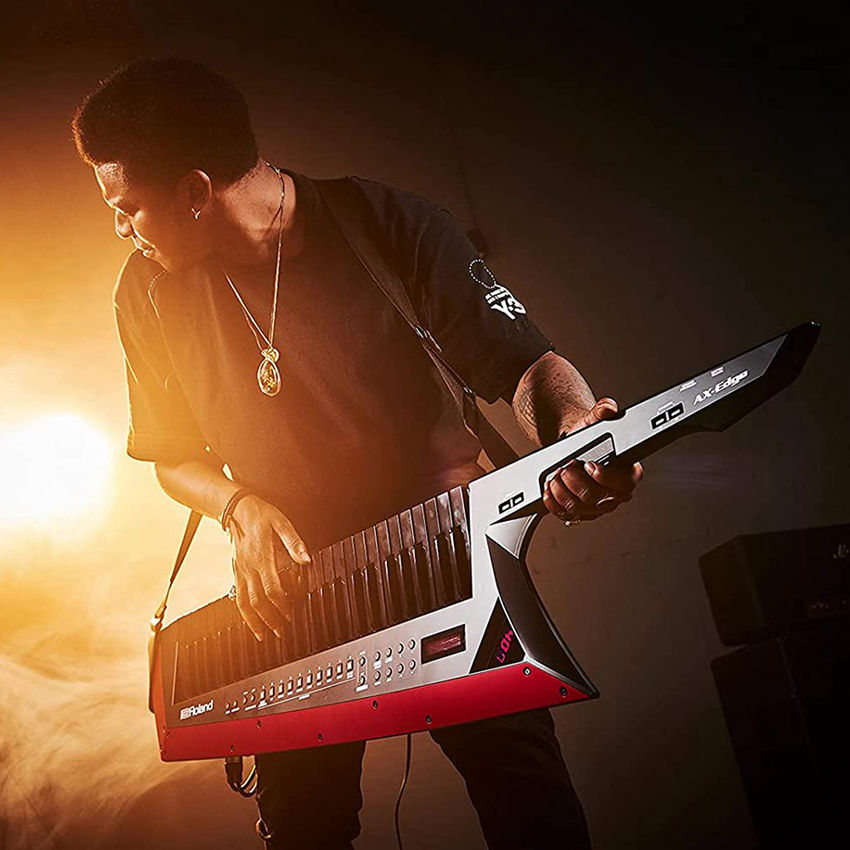 Rolands AX Edge 49-key Keytar Synthesizer - Black/ White AX-synth Portable Keyboard
