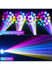 U'King 120W Bühnen-Moving-Head-Scheinwerfer mit weißen LEDs & 12 Stück 5050 RGBW LEDs, 18 Prismen, Gobo, DMX512-Soundsteuerung für Karneval, Partys, Musikshows, Hochzeiten, Clubs, Bars, KTVs, DJs und Discos