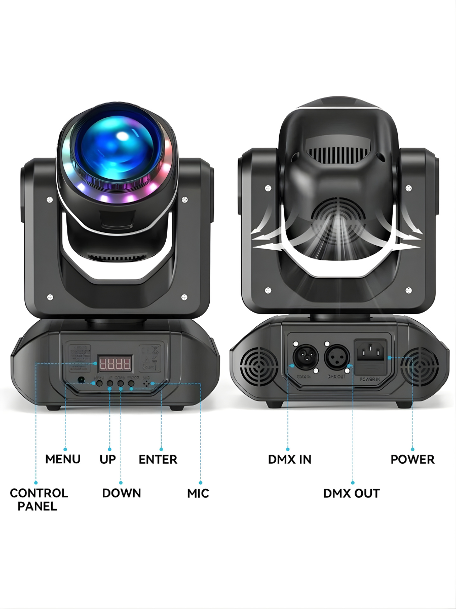 U'King 120W Bühnen-Moving-Head-Scheinwerfer mit weißen LEDs & 12 Stück 5050 RGBW LEDs, 18 Prismen, Gobo, DMX512-Soundsteuerung für Karneval, Partys, Musikshows, Hochzeiten, Clubs, Bars, KTVs, DJs und Discos