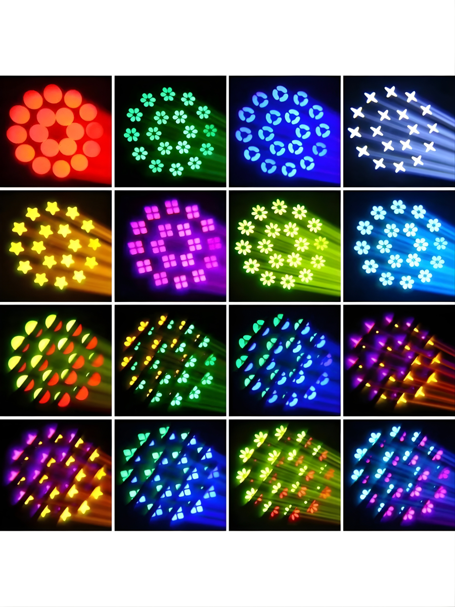 150W Bühnen-Moving-Head-Scheinwerfer, Weißlicht, RGB-LED-Ring, Gobo-Prismen-Effekt