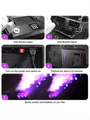 U'King 1500W Nebel- und Seifenblasenmaschine, Rauch und Seifenblasen, 18 RGB-LEDs