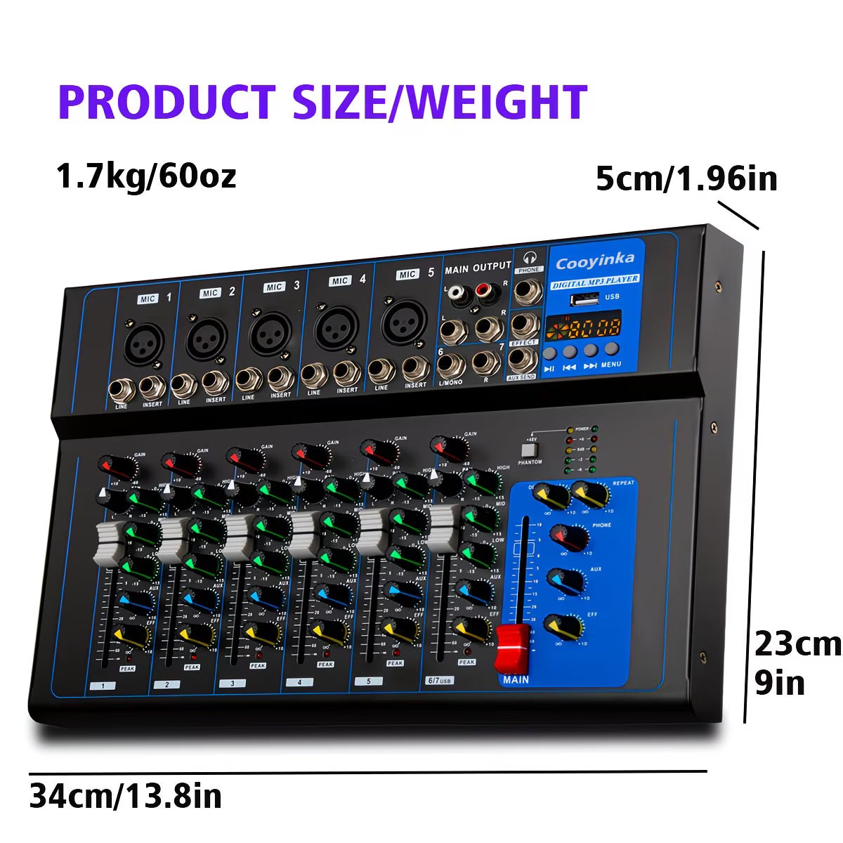 7-channel professional mixing console