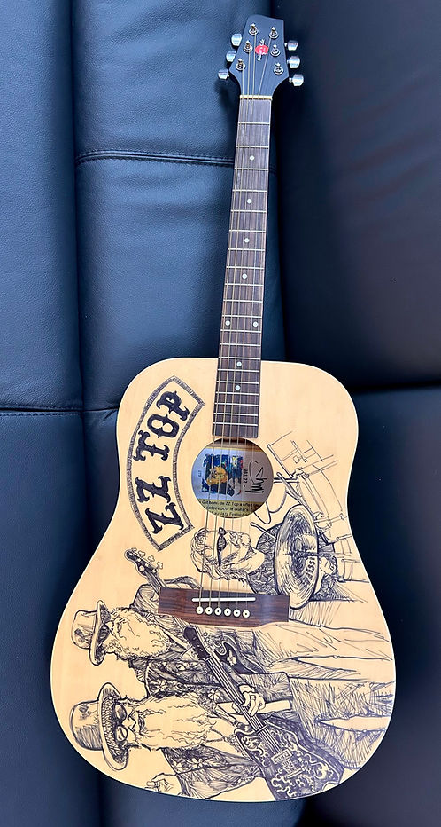 ZZ Top Billy Gibbons signed guitar and painted