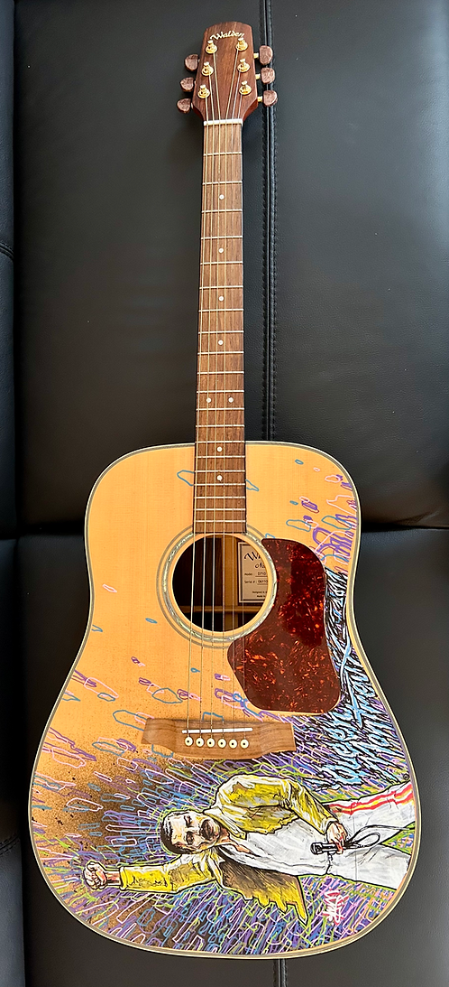 Freddie Mercury Queen guitar painted Montreux 2011